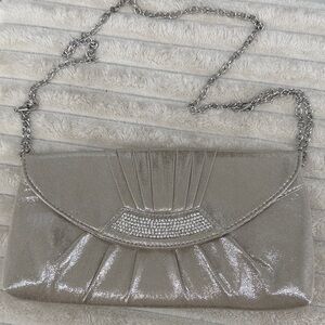 Sasha New York Metallic Gold Evening Clutch with Chain Strap